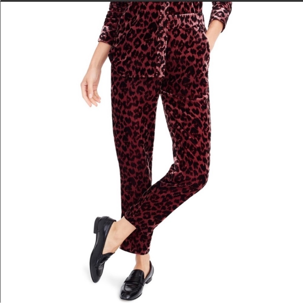 J. Crew Pull-On Easy Pant in Rose Leopard Velvet - Picture 4 of 6